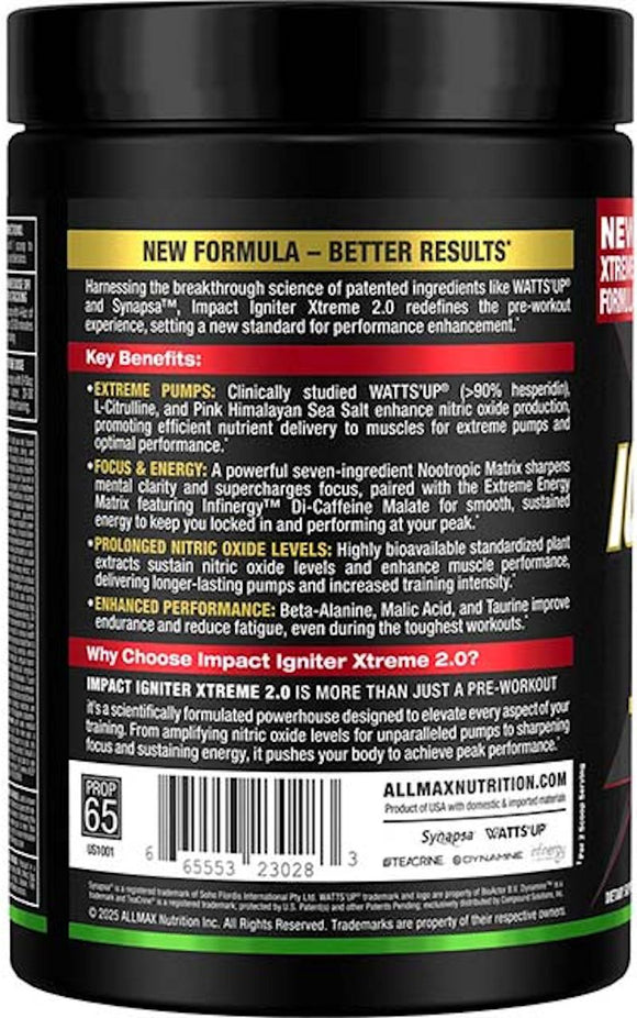 Allmax Impact Igniter Xtreme 2.0 New Formula Bubblegum (Copy)|Pre-Workout|Mass For Life|