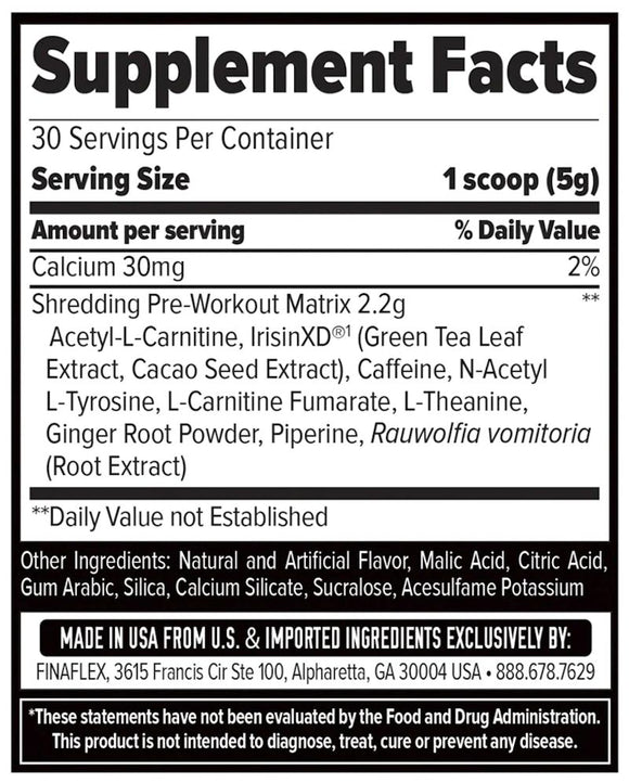 FinaFlex INCINR8 HARDCORE Shedding Super Pre Workout|Pre-Workout|Mass For Life|