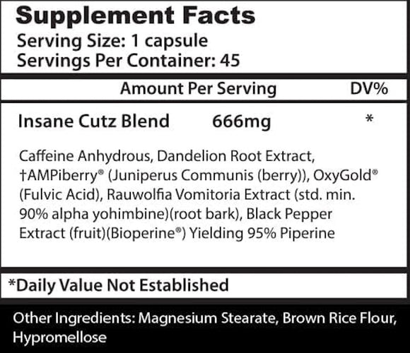 Insane Labz Insane Cutz 45 caps|Fat Burner|Mass For Life|