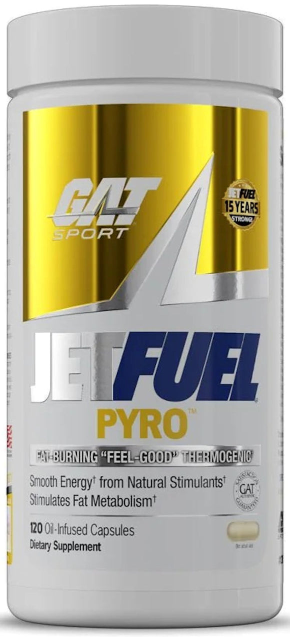 GAT Sport JetFUEL PYRO 120 Oil-Infused Caps|Fat Burner|Mass For Life|