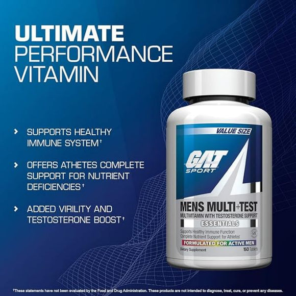 GAT Sport Mens Multi+Test 150 tab|Multi Vitamin|Mass For Life|