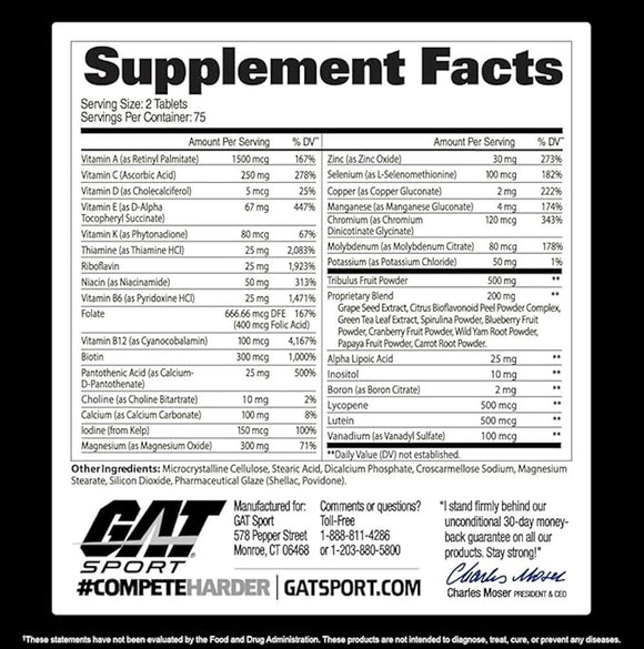 GAT Sport Mens Multi+Test 150 tab|Multi Vitamin|Mass For Life|