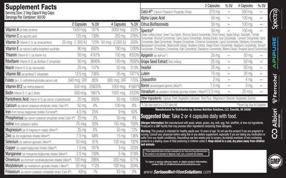 SNS Serious Nutrition Solutions Multi XT 120 Veg Capsules|Multi Vitamin|Mass For Life|