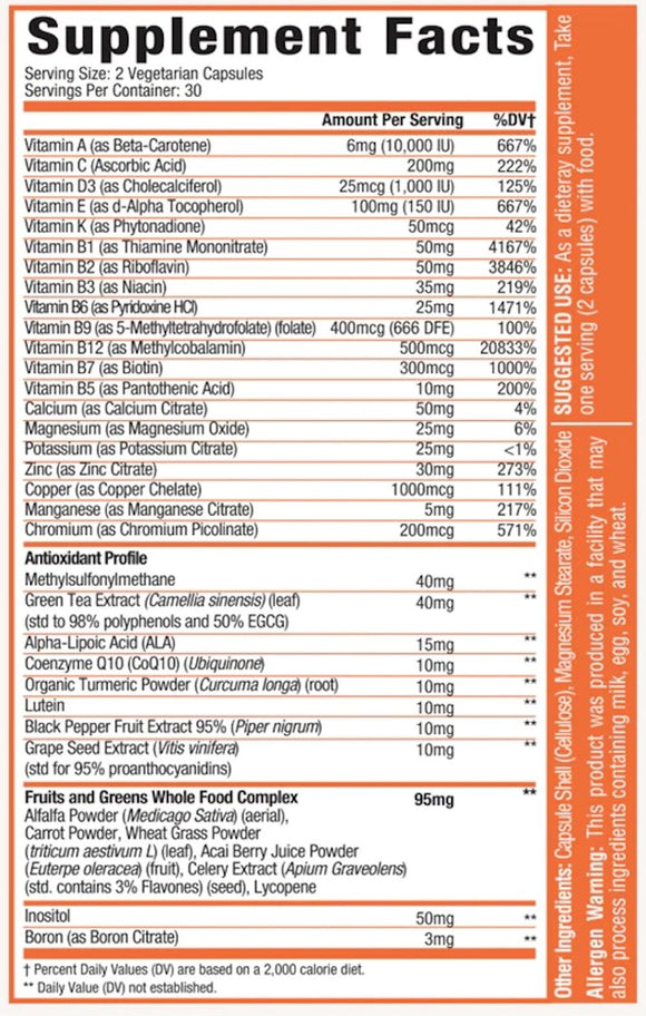 MuscleSport Multi Vita Essential Vitamins, Minerals, Super Greens