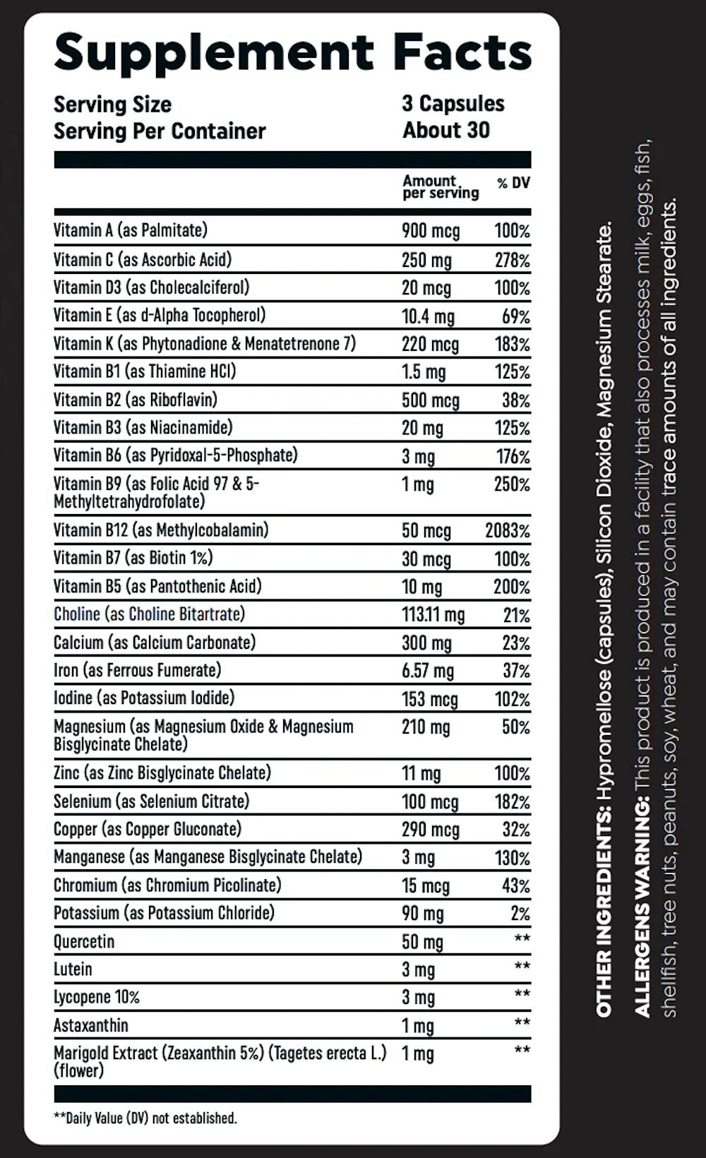 HTLT Supps MultiVit 90 Capsules|Multi Vitamin|Mass For Life|