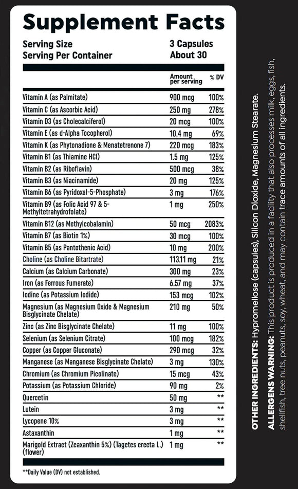 HTLT Supps MultiVit 90 Capsules|Multi Vitamin|Mass For Life|