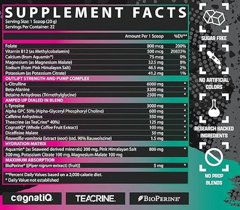 Nutrex Outlift Amped Pre-Workout extra strength fact