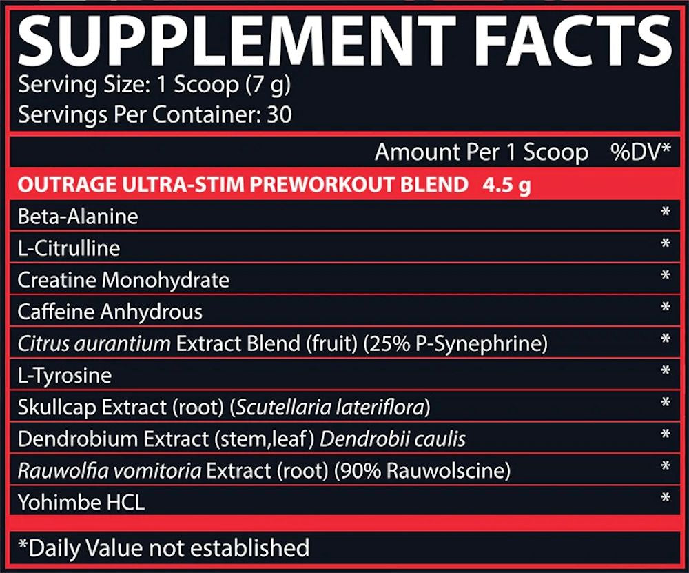 Nutrex OUTRAGE Ultra Stim Pre-Workout fact