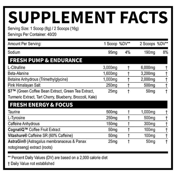 Fresh Supps Fresh Pre-Workout|Pre Workout|Mass For Life|