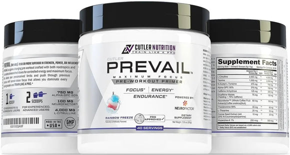 Cutler Prevail  | Pre Workout |  | Energy Stim | Nootropics Lazer Focus|Pre-Workout|Mass For Life|