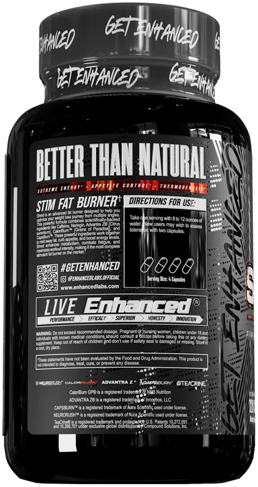 Enhanced Labs Shred fat burner back