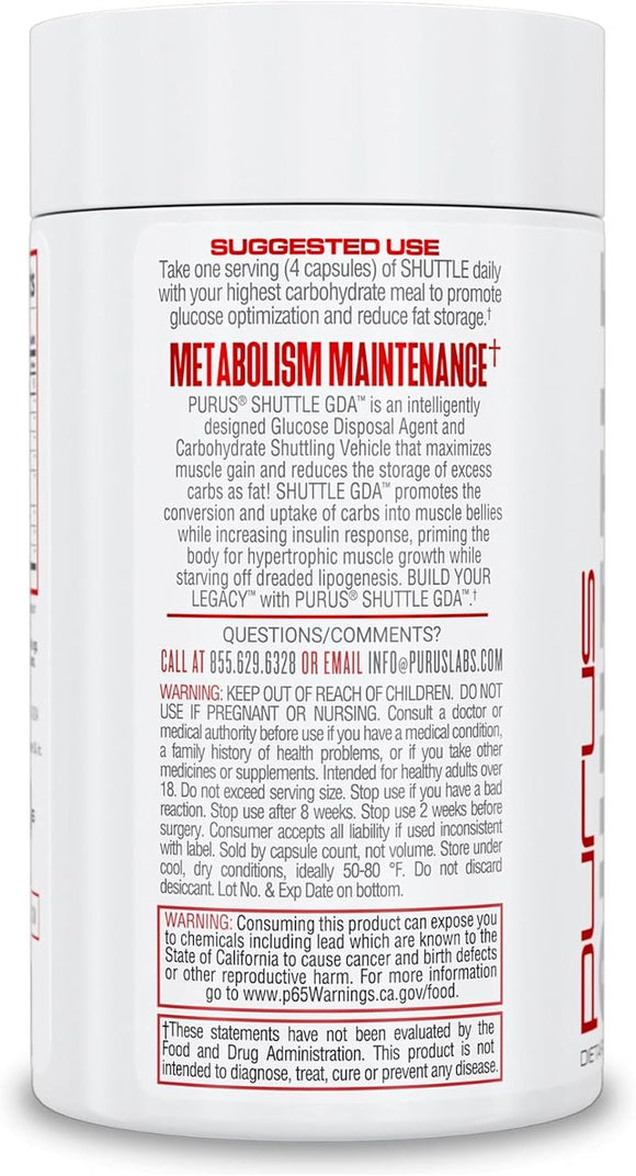 Purus Labs Shuttle Glucose Disposal Agent|Fat Burner|Mass For Life|