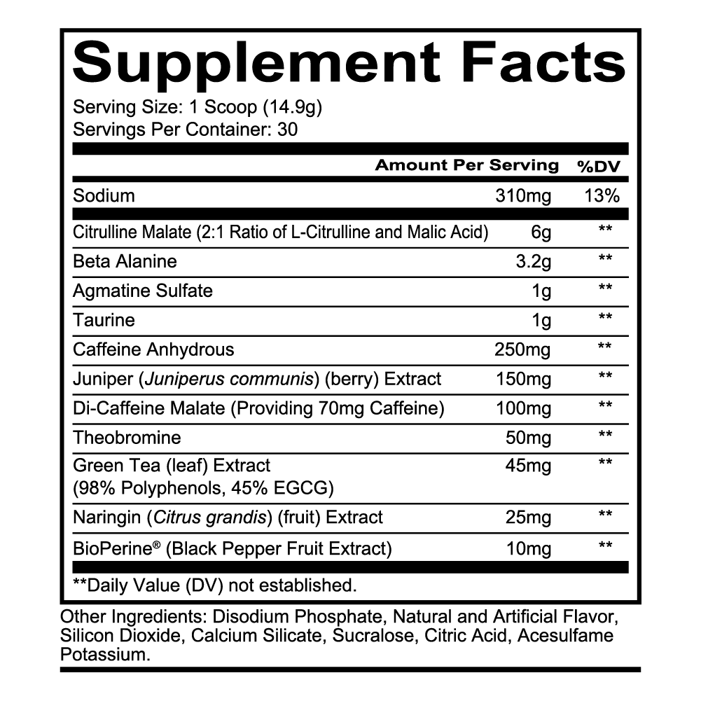 RedCon1 Total War Pre-Workout 30 servings label