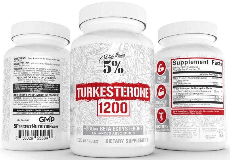 5% Nutrition Turkesterone 1200 test bottles