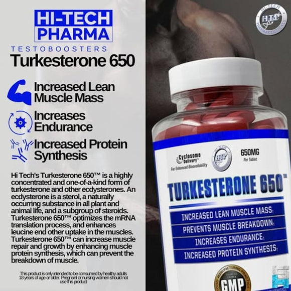 Hi-Tech Pharmaceuticals Turkesterone 650|Test Booster|Mass For Life|