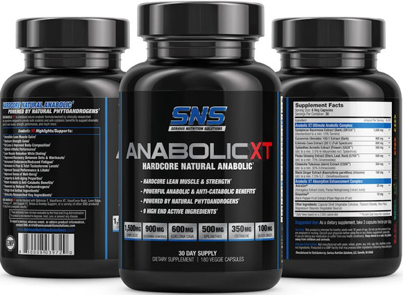 SNS Serious Nutrition Solutions Anabolic XT 180 Veg-Caps|Muscle Growth|Mass For Life|