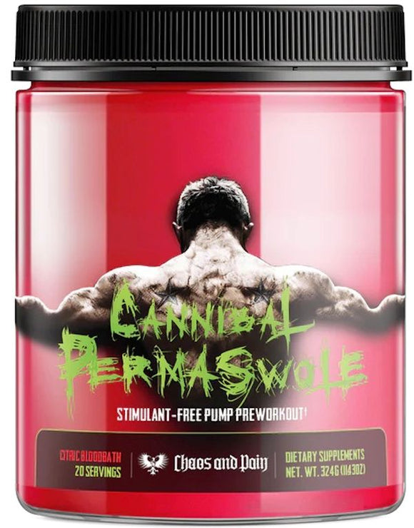 Chaos and Pain Cannibal Permaswole Stim-Free Pump|Pre Workout|Mass For Life|