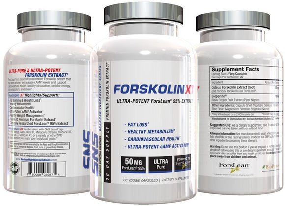 SNS Serious Nutrition Solutions Forskolin XT 60 V-Caps|Fat Burner|Mass For Life|