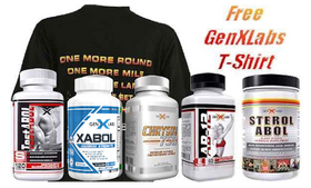 GenXLabs Mass Muscle Size Stack 5 Products Plus Free Shirt|Test Booster|Mass For Life|