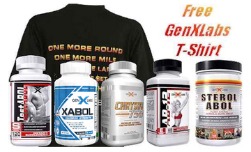 GenXLabs Mass Muscle Size Stack 5 Products Plus Free Shirt|Test Booster|Mass For Life|