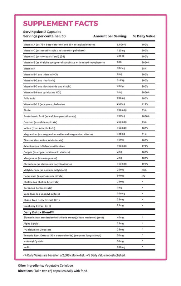 Nutritox Women's Multi-Vitamin 60 Veg Caps|Women' Health|Mass For Life|