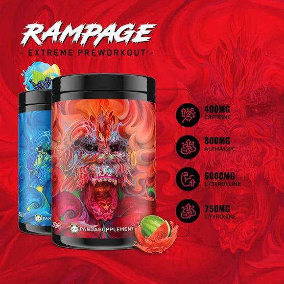 Panda Supps Rampage Extreme Pre-Workout|Pre Workout|Mass For Life|