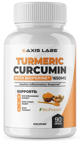 Axis Labs Turmeric Curcumin with Bioperine|Joint Support|Mass For Life|
