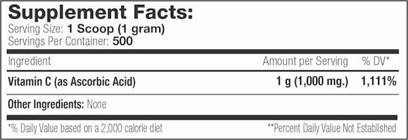 Serious Nutrition Solutions Vitamin C Powder 500 Servings|Multi Vitamin|Mass For Life|