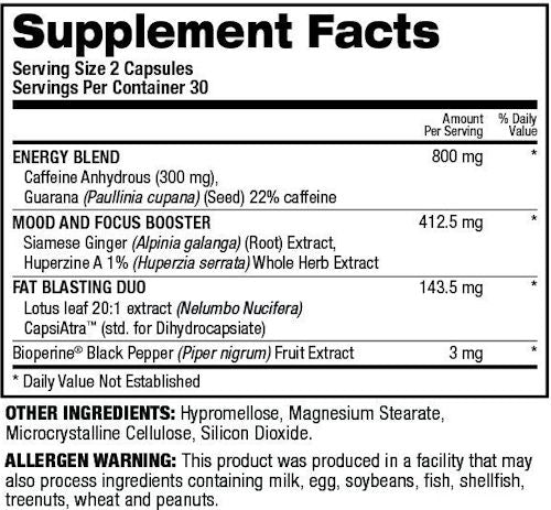 Top Secret Nutrition Ab Igniter Black 60 Vcaps|Fat Burner|Mass For Life|