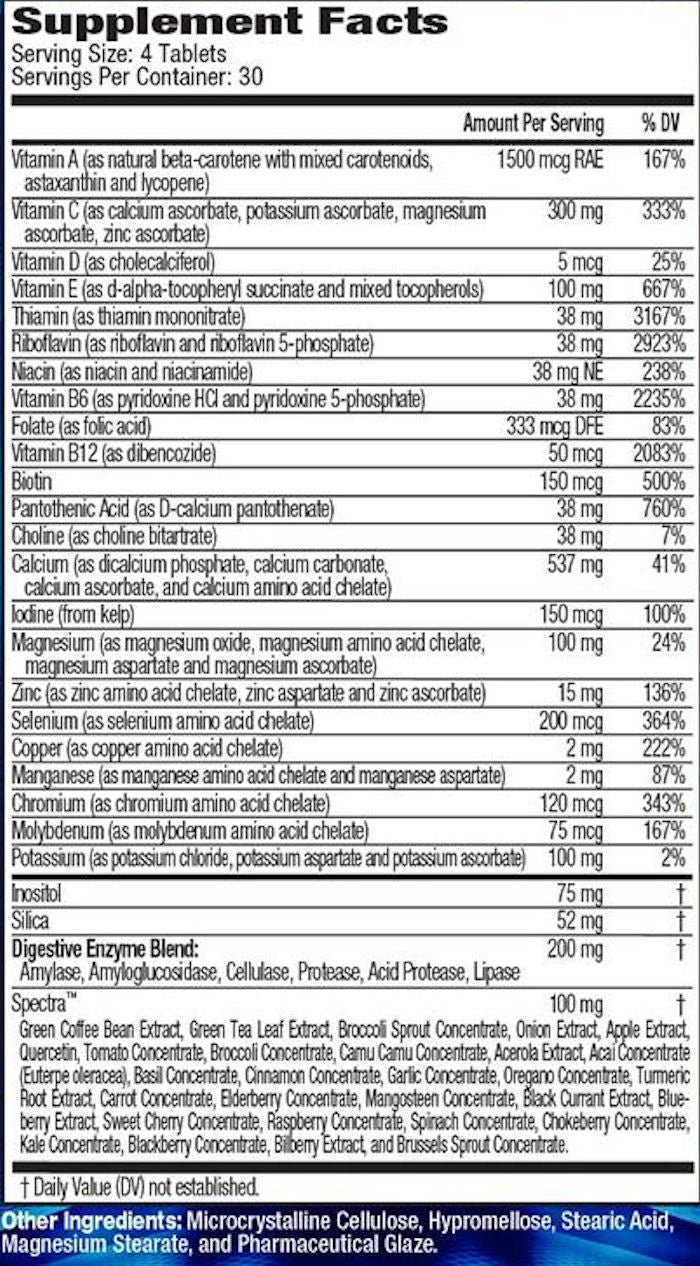 MHP Activite Sport Multi Vitamin 120 Tabs fact