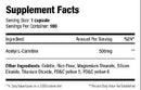 SNS Serious Nutrition Solutions Alcar-500 100 Capsules|Carnitine|Mass For Life|