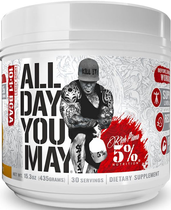 5% Nutrition All Day You May 30 Servings|BCAA|Mass For Life|