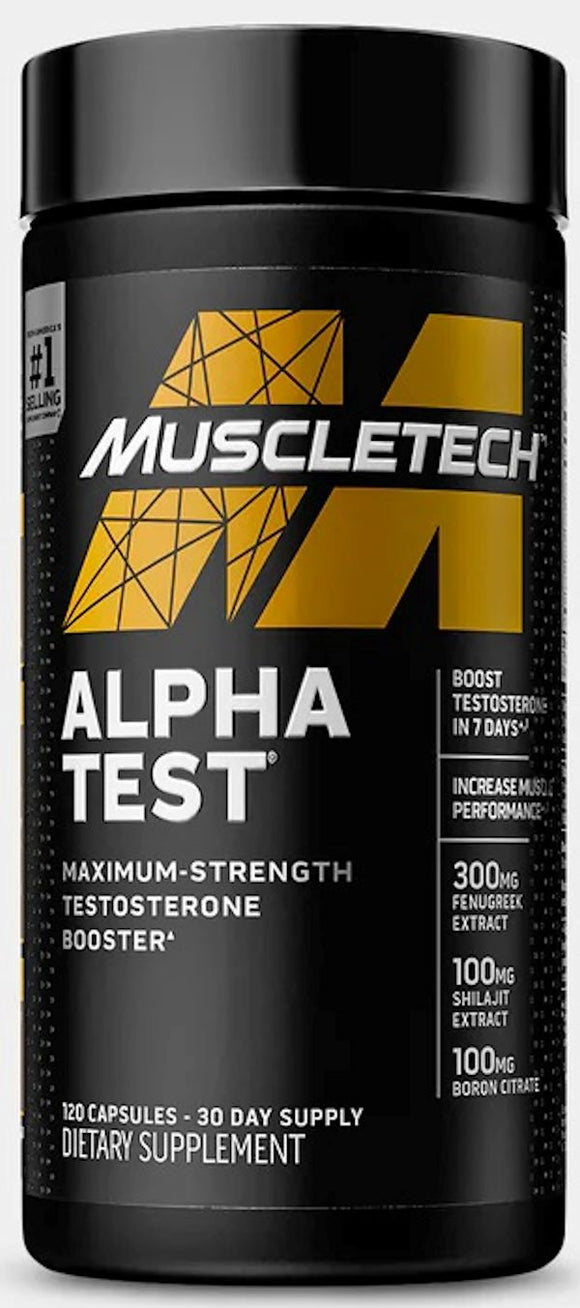 MuscleTech Alpha Test 120 capsules|Test Booster|Mass For Life|