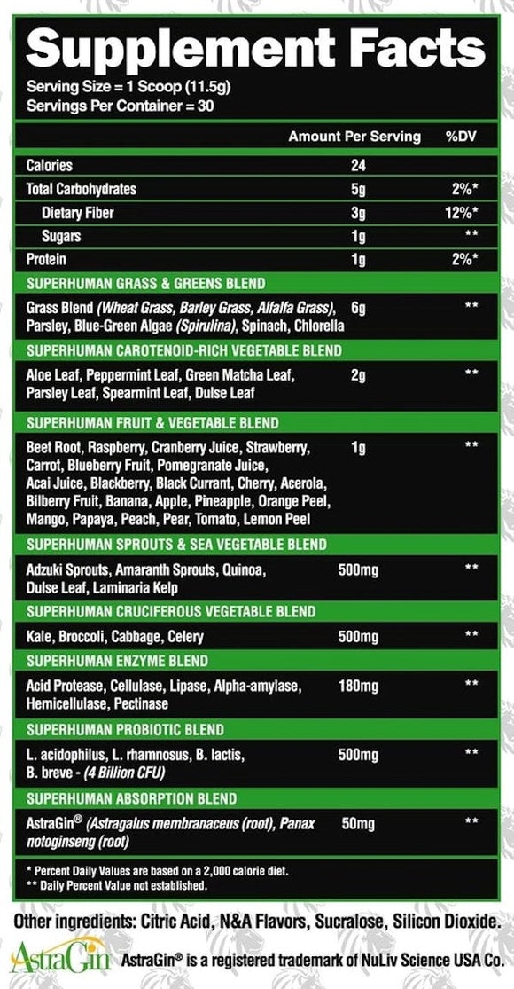 Alpha Lion SuperHuman Greens 40+SuperFoods|Greens - Superfoods|Mass For Life|