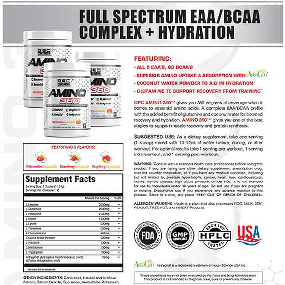 GEC AMINO 360 EAA/BCAA|Amino Acids|Mass For Life|