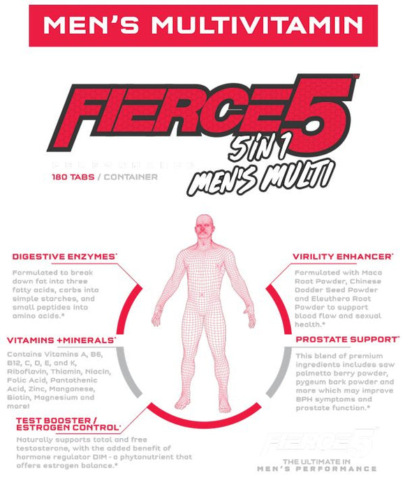 Gym God Fierce 5 Men's Multivitamin|Multi Vitamin|Mass For Life|