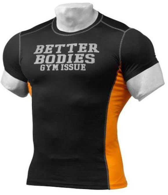 Better Bodies Tight Fit Tee Black / Orange|Men Clothing|Mass For Life|