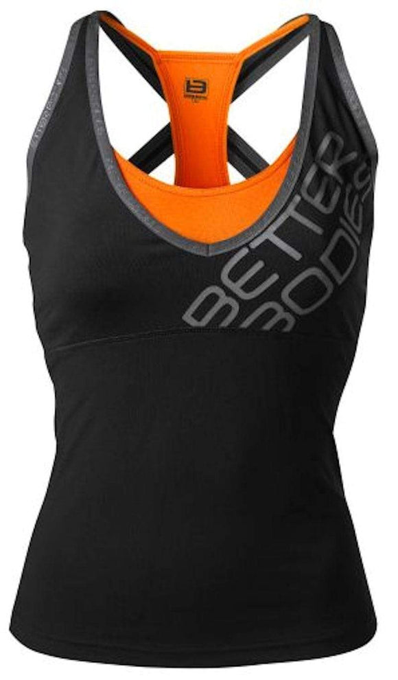 Better Bodies Support 2-Layer Top Black/Orange||Mass For Life|