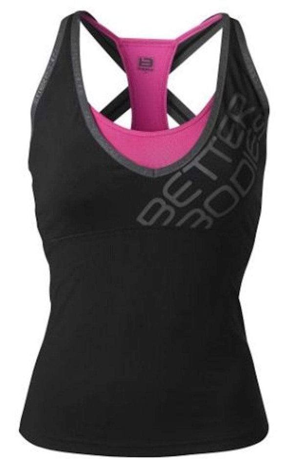 Better Bodies Women's Clothing Medium Better Bodies Support 2-Layer Top Black/Pink (Code: 20off)
