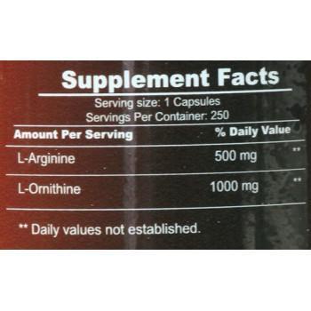 Body and Fitness L-Arginine & L-Ornithine 750 mg 250 Capsules|Amino Acids|Mass For Life|