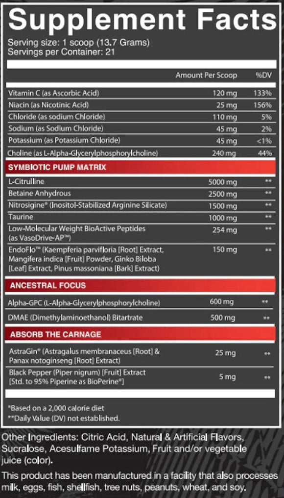 NutriFitt Carnage Pump Stim-Free Pre-Workout|Pre Workout|Mass For Life|
