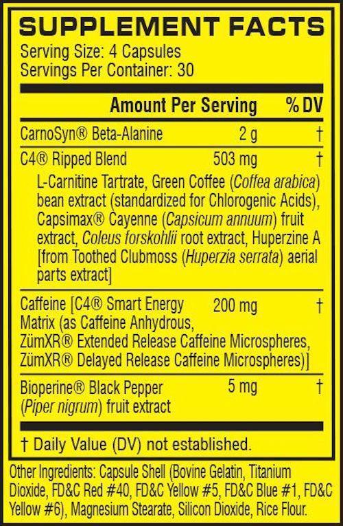 Cellucor C4 Ripped 120 Caps|Weight Management|Mass For Life|