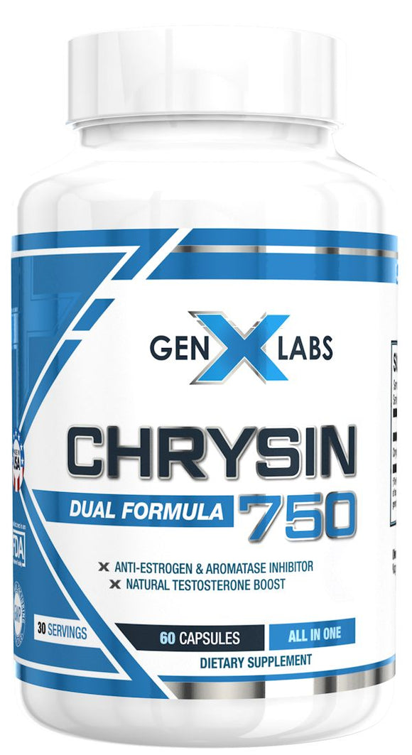 GenXLabs Chrysin 750 60 Capsules|Test Booster|Mass For Life|