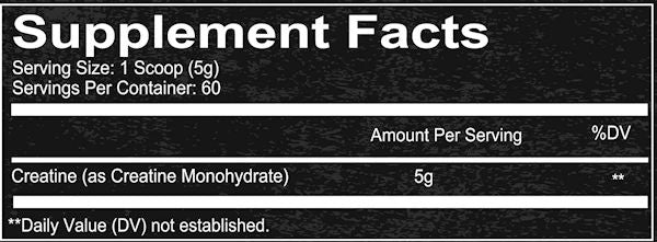 Redcon1 Creatine 60 servings facts