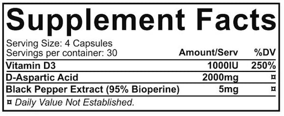 Repp Sports DAA Test Booster 120 ct|D-Aspartic Acid|Mass For Life|
