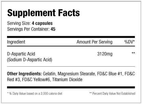 SNS Serious Nutrition Solutions DAA 180 Caps|D-Aspartic Acid|Mass For Life|