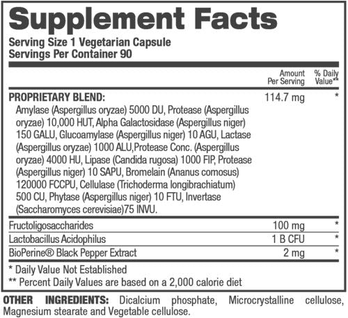 Top Secret Nutrition Digestive Enzymes 90 VCaps|Digestion|Mass For Life|