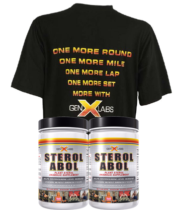 GenXLabs SterolABOL double pak with FREE T-Shirt|Test Booster|Mass For Life|