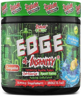 Psycho Pharma Edge of Insanity with Zengaba|Pre Workout|Mass For Life|