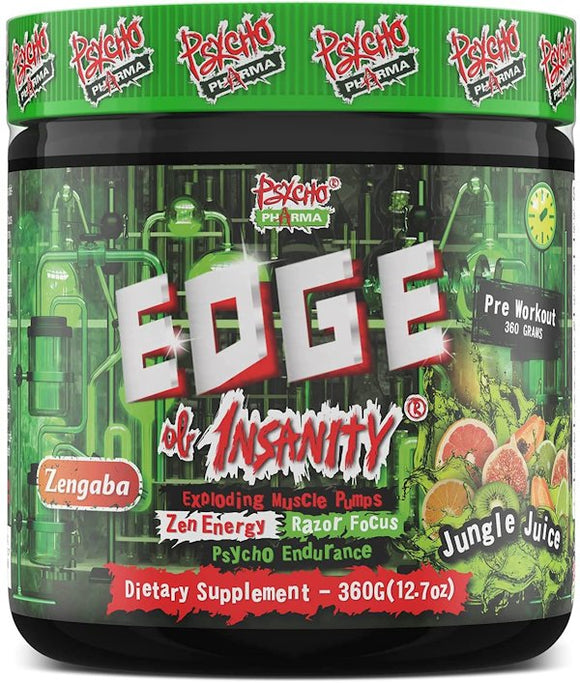 Psycho Pharma Edge of Insanity with Zengaba|Pre Workout|Mass For Life|